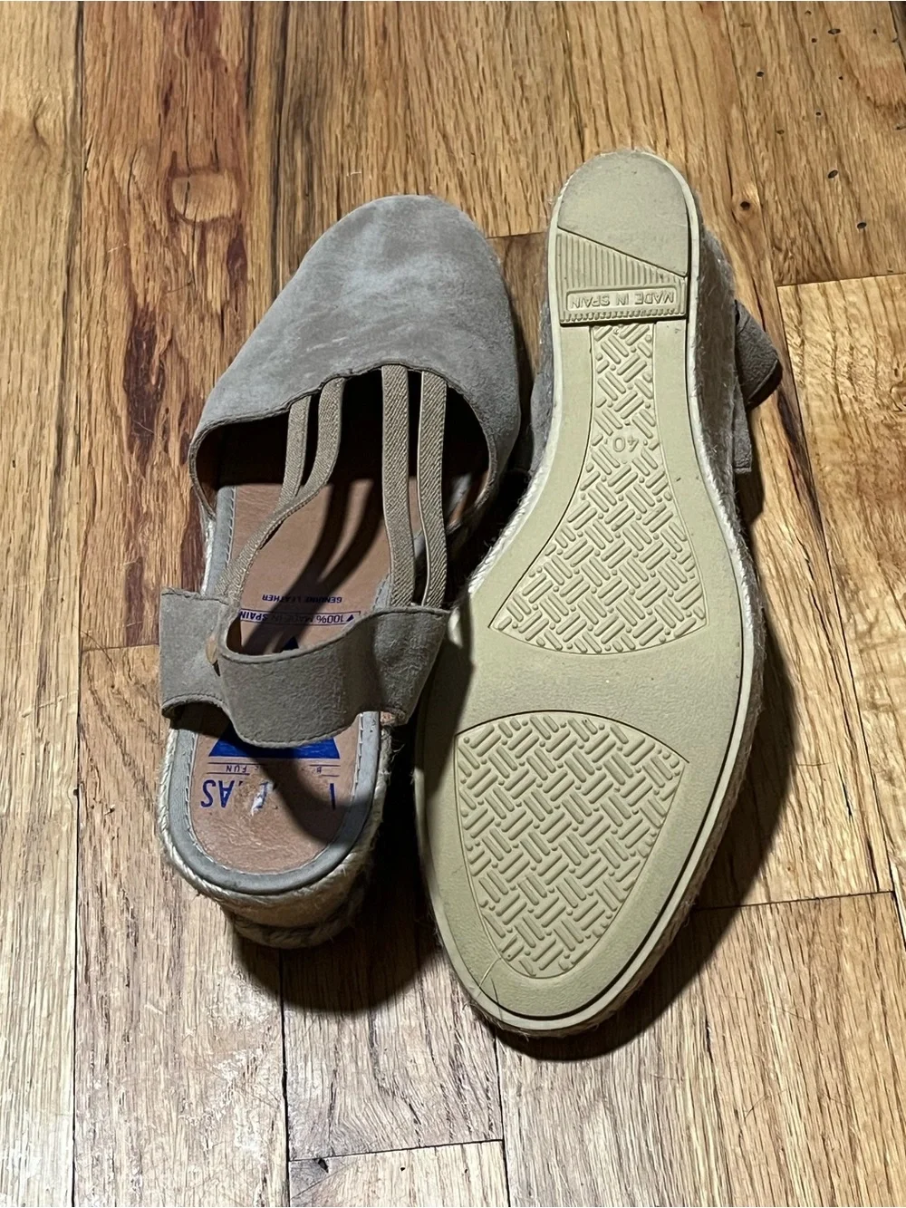 Verbenas Gray Suede Strappy Espadrille Wedges - Size EU 40 (approx size US 9)